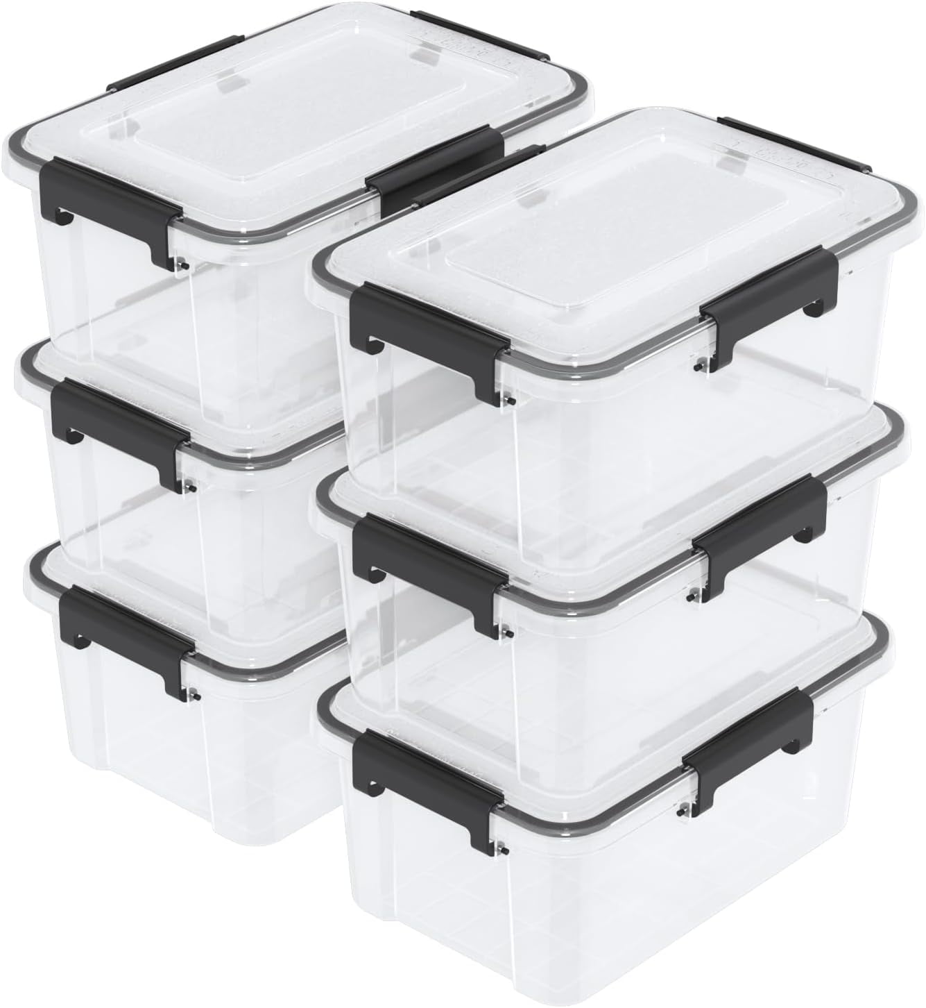 Jekiyo 10 Quart Airtight Stackable Storage Container for Food, 6 Packs Plastic Storage Box with Latching Lid