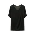 thumbnail image 3 of YHAJDS Women's Casual Tops Solid Color Round Neck Pullover Modal Home V Neck Short Sleeve Tee, 3 of 6