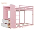 thumbnail image 2 of Harper & Bright Designs Twin over Twin Bunk Bed with 4 Storage Drawers and Built-in Shelves, Wooden Twin Size Bunk Beds Frame with Hanging Rail, Light Strip & Dual Pegboards, Pink, 2 of 20