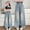 Blue E, variant on Pull on Wide Leg Jeans for Girls, Girls High Waisted Stretchy Baggy Trendy Tummy Control Straight Leg Jeans Denim Pants Blue A 7-8 Years