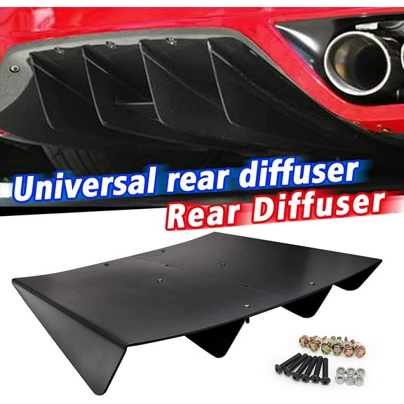 YIUIY 21.8" ×18.8“ Universal Rear Bumper Lip Diffuser Car Rear Bumper Chassis Black Under Spoiler Shark Fin Black ABS
