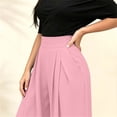 thumbnail image 5 of Lenpel Womens Palazzo Pants Pleated High Waisted Wide Leg Trousers Baggy Solid Color Flowy Pants with Pockets(Pink,Medium), 5 of 6