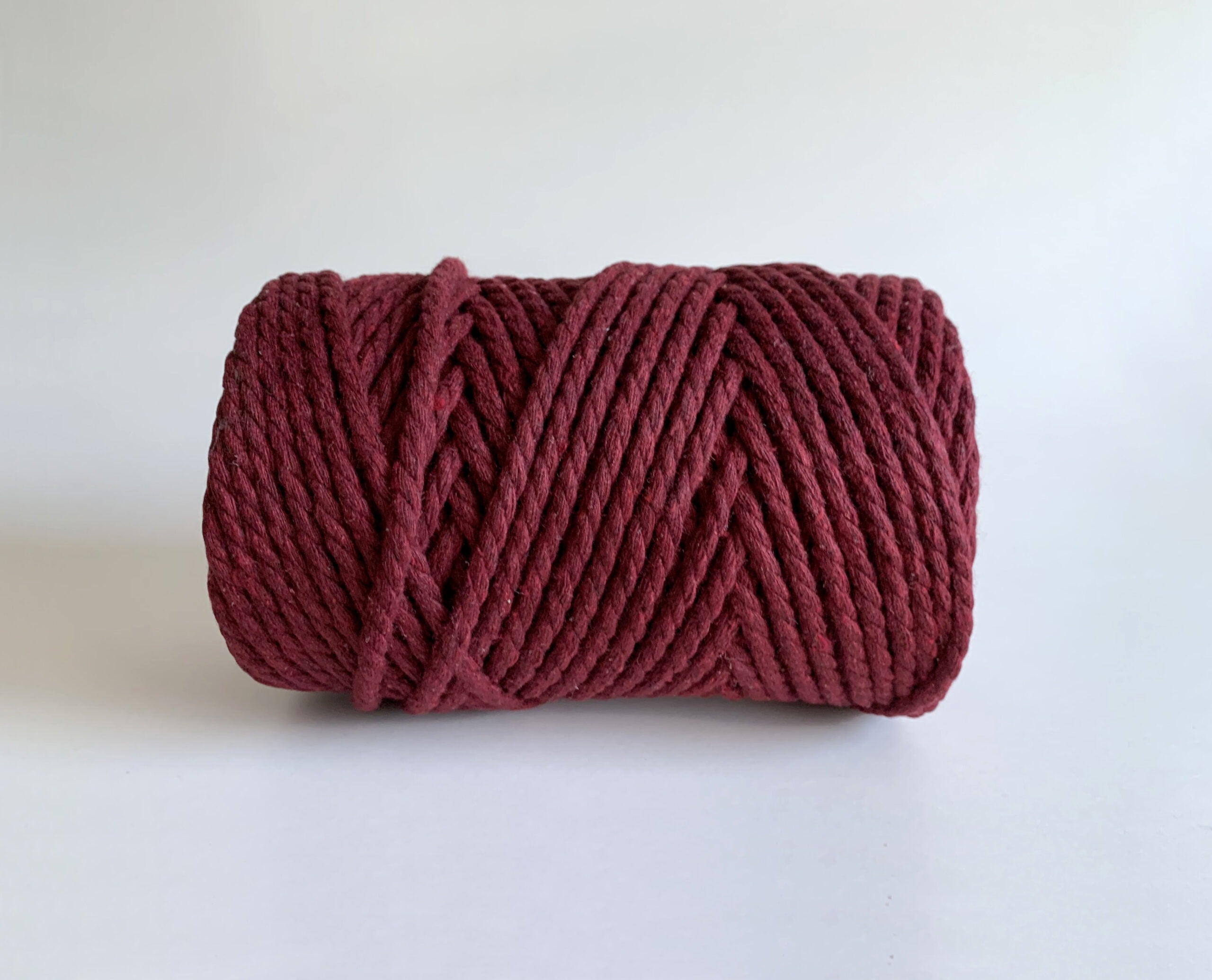 5mm 3 Strand Craft Cord Recycled Cotton Macrame Rope - Dark Red Burgundy Maroon