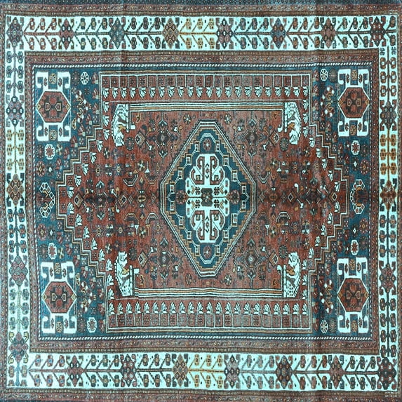 Ahgly Company Indoor Square Persian Light Blue Traditional Area Rugs, 6' Square