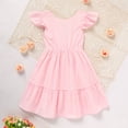 thumbnail image 2 of ZEHJUHAN Toddler Girls' Round Neck Ruffle Sleeveless Backless Dress with Bow Detail, Casual Smocked Summer Dress Pink，12-18M, 2 of 11