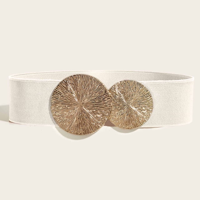 Cinturones de aleación para mujer, de moda, informales, de color sólido, con hebilla de metal y alta elasticidad.