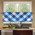thumbnail image 3 of Ryvnso Blue White Checkered Grid Pattern Curtains Sets Short Curtain Rod Pocket Half Window Cafe Farmhouse Tier 2 Panels 57"W x 24"L, 3 of 7