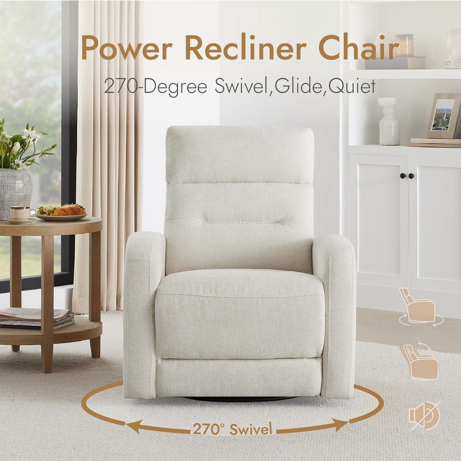 CHITA Fabric Rocking Reclining Chair, Electric Power Glider