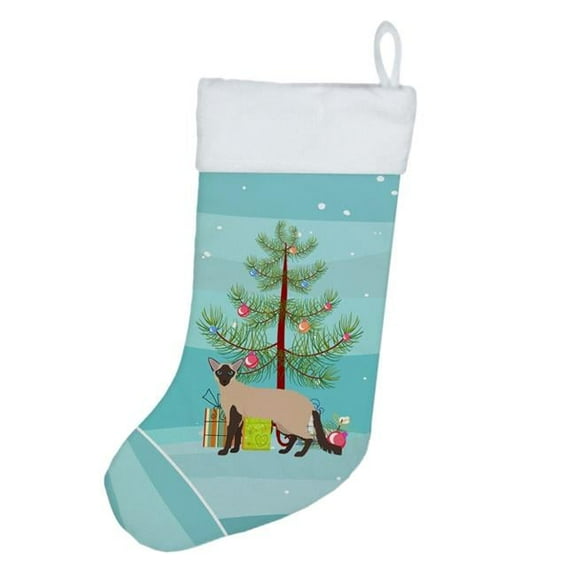 Colorpoint Longhair Cat Merry Christmas Christmas Stocking 13.5 in x 18 in