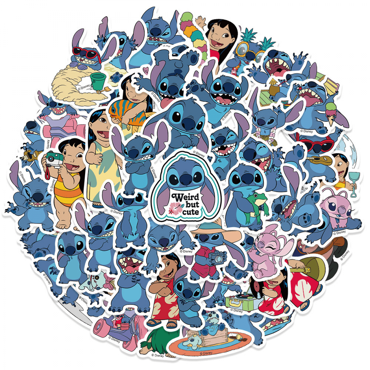 【♡a8nen♡】 YIXIGGC 50pcs Cute Stitch Cartoon Stickers, Waterproof Vinyl