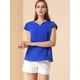 thumbnail image 3 of Camiseta Manga Tulipán Cuello En V Básico Para Mujer Azul XL, 3 of 6