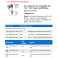 thumbnail image 2 of A/C Compressor Kit - Compatible with 1998 - 2002 Dodge Ram 3500 Base 1999 2000 2001, 2 of 2