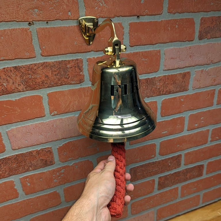Lg Brass Fire Bell Hanging Dinner Call Firefighter Gift Home Bar Man Cave Decor Lg Brass Fire Bell Hanging Dinner Call Firefighter Gift Home Bar Man Cave Decor