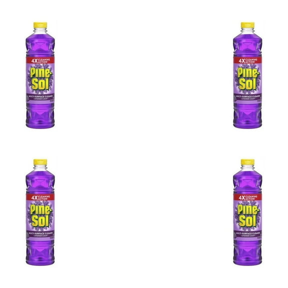 Pine-Sol Lavender Multi-Surface Cleaner, (4  X 28 fl oz Bottles) , 4 Pack – Powerful Deodorizing Formula