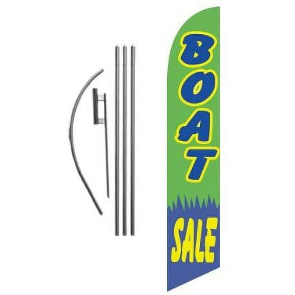 Boat Sale Advertising Feather Banner Swooper Flag Sign with Flag Pole Kit and Ground Stake