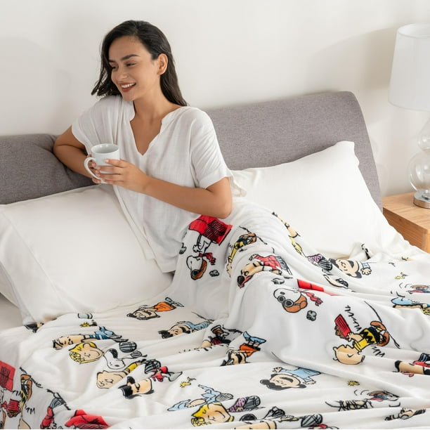 Berkshire Blanket Peanuts VelvetLoft Cute Character Snoopy Plush Blanket Peanuts Stripe Multi Twin 60 in x 90 in Official Peanuts Product Walmart