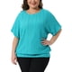 thumbnail image 1 of Top de mujer de talla grande Agnes Orinda para el Día de San Patricio, con cuello redondo, mangas de murciélago, dobladillo doble y diseño de ojales, camisetas casuales de verano 1X en verde lago, 1 of 6