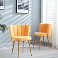 thumbnail image 5 of Yellow Dining Chair Pair (2) - Ergonomic Design, Breathable Short Fur, Wood Color Iron Tube Legs For Relaxation Modern Chairs ( Of 2) Spacious Seating, Thicken Metal Various Rooms, 5 of 5