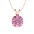 thumbnail image 4 of 1.5 cctw Simulated Pink Diamond Rose Gold Plated Pendant with 16" Box Chain (7.5mm, Round Cut), 4 of 7