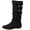 Black, variant on Mid-Calf Boots for Women Y2K Vintage Trendy Faux Suede Round Toe Wrinkle Slouch Flat Booties Comfort Metal Buckle Strap Slip-on Tall Boots with Side Zipper
