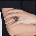 thumbnail image 4 of Men's 14K White Gold Skull Ring Gothic Personality Demon Ring Engraved 3D Pattern Skull Head Punk Skeleton Ring, 4 of 7