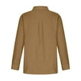 thumbnail image 4 of ABATAB Women Button down Shirts Lightweight Cotton Linen Tops Baggy Long Sleeve Collared Casual Work Dressy Blouses with Pockets(Small,Khaki), 4 of 6