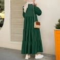 thumbnail image 5 of Zpanxa Women's Plus Size Bohemian Dresses, Round Neck Long Sleeve Ankle-Length Dress, Summer Casual Cotton and Linen Maxi Dress, Ruffled Big Swing Long Dress Green XL, 5 of 7