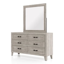 FOA Junile 2-Piece 6-Drawer Wood Dresser and Mirror Set in Washed White