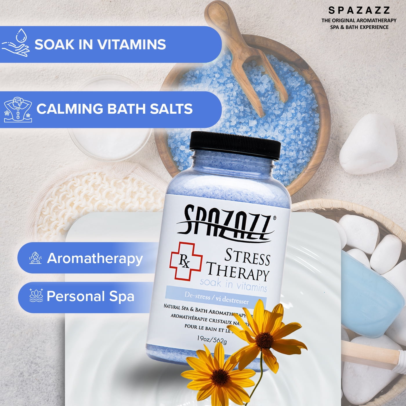 Spazazz Relaxing Aromatherapy Bath Salts for Stress Relief and Muscle Relaxation