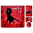 thumbnail image 2 of 4Pcs Valentines Day Shower Curtain Set with 12 Hooks Romantic Love Decor Red Pink Heart Bathroom Curtain with Hooks Waterproof Polyester Fabric Bathroom Decorations, 2 of 5