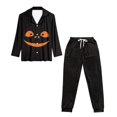 thumbnail image 4 of DISNIMO Women's 2 Piece Lounge Sets Ghost Printed Long Sleeve Sleepwear Halloween Nightwear Soft Button Down Pajama Sets Casual Loose Loungewear with Long Pajama Pants, 4 of 7