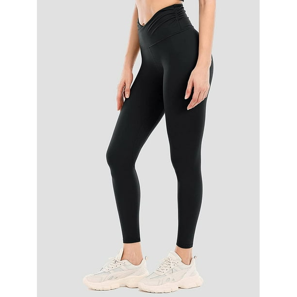 Women Cross Waist Leggings Crossover Workout Yoga Pants with
