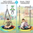 thumbnail image 2 of SereneLife Saucer Swing with Hang Kit, Outdoor Tree Swing with Swivel Spinner for Kids (Rainbow), 2 of 7