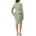 thumbnail image 4 of INSPIRE CHIC Women's Suit Sets Business Outfits Collarless Peplum Blazer Formal Pencil Skirt Suit 2 Piece Set S Pea Green, 4 of 7