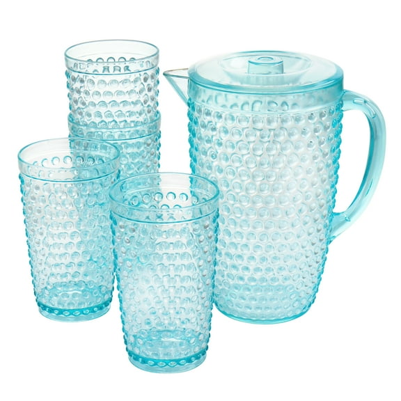 GBS Malone 5 Piece Plastic Pitcher and Tumbler Set in Light Blue