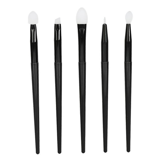 Lot de 5 pinceaux en silicone pour fard à paupières, sourcils, lèvres, eye-liner, manche portable, applicateur de maquillage réutilisable