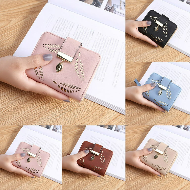Small Wallet for Women PU Leather Heart Pendant Card Holder Phone Checkbook  Organizer with ID Window 