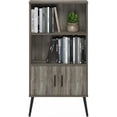 thumbnail image 4 of Homestock Mid Century Style Accent Cabinet With Wood Legs, Fits In Your Space, Sturdy On Flat Surface, 2 Tall Shelving And A Storage Cabinet-Finish:French Oak Gray, 4 of 7
