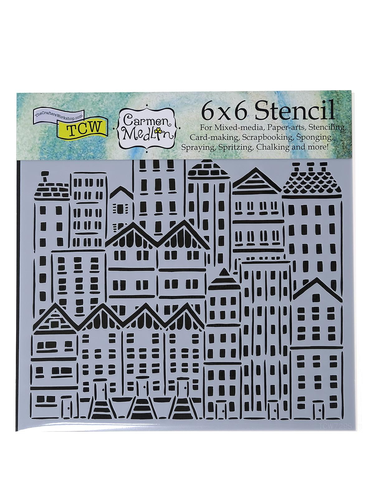Stencils city buildings, 6 in. x 6 in. (pack of 3)