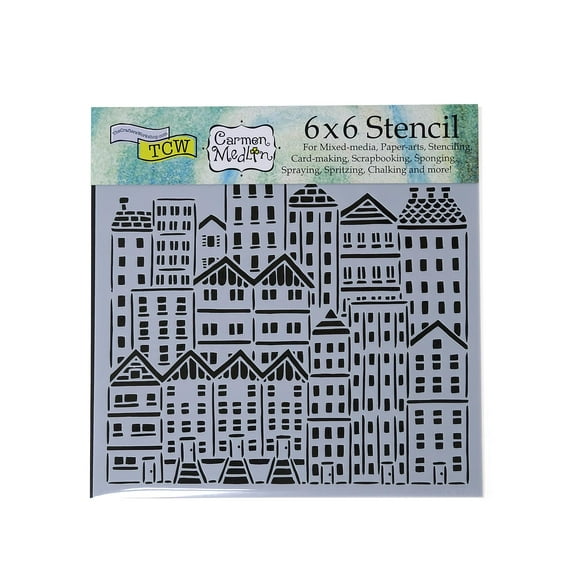 Stencils city buildings, 6 in. x 6 in. (pack of 3)