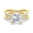 thumbnail image 4 of Austin - Moissanite Princess Cut Lab Diamond Engagement Ring With Criss Cross PavÃ© Band, 4 of 7