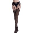 thumbnail image 1 of XINQIHANG Collants Résille Taille Haute pour Femmes, Bas Noirs, 1 of 4
