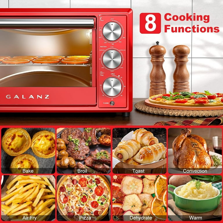 Galanz Combo 8-In-1 Air Fryer Toaster Oven, Convection Oven with Pizza &  Dehydra