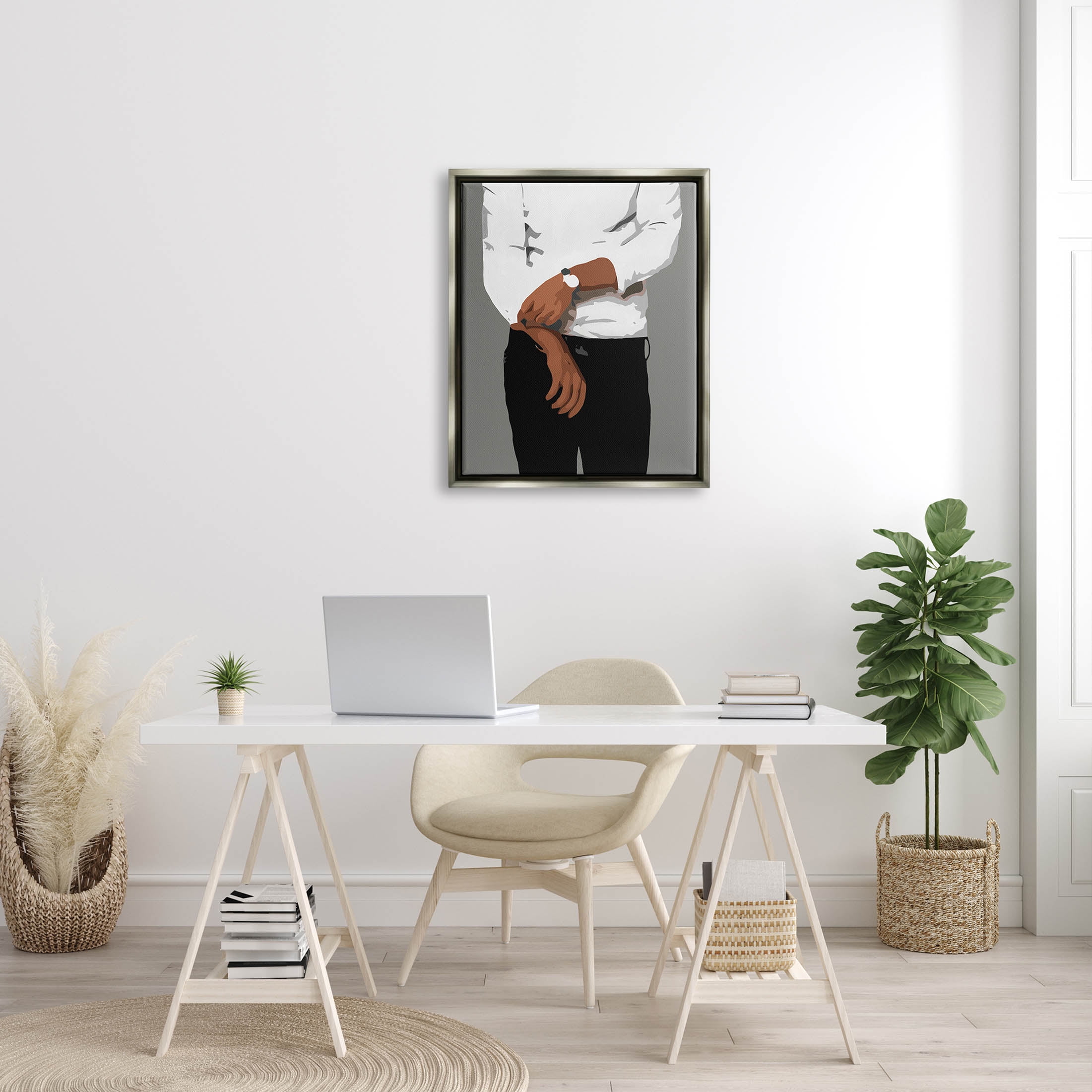 Stupell Industries Stylish Man Chic Outfit Graphic Art Luster Gray Floating Framed Canvas Print Wall Art, Design by Beth Ann Lawson