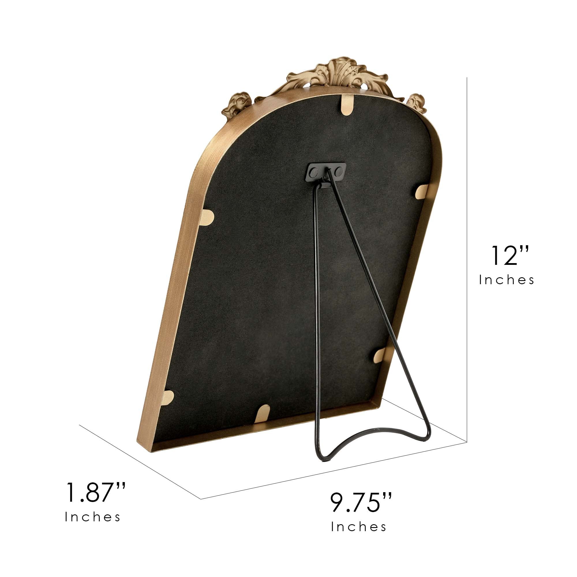 9.75" x 12" Gold Filigree Arch Tabletop Mirror with Adjustable Stand