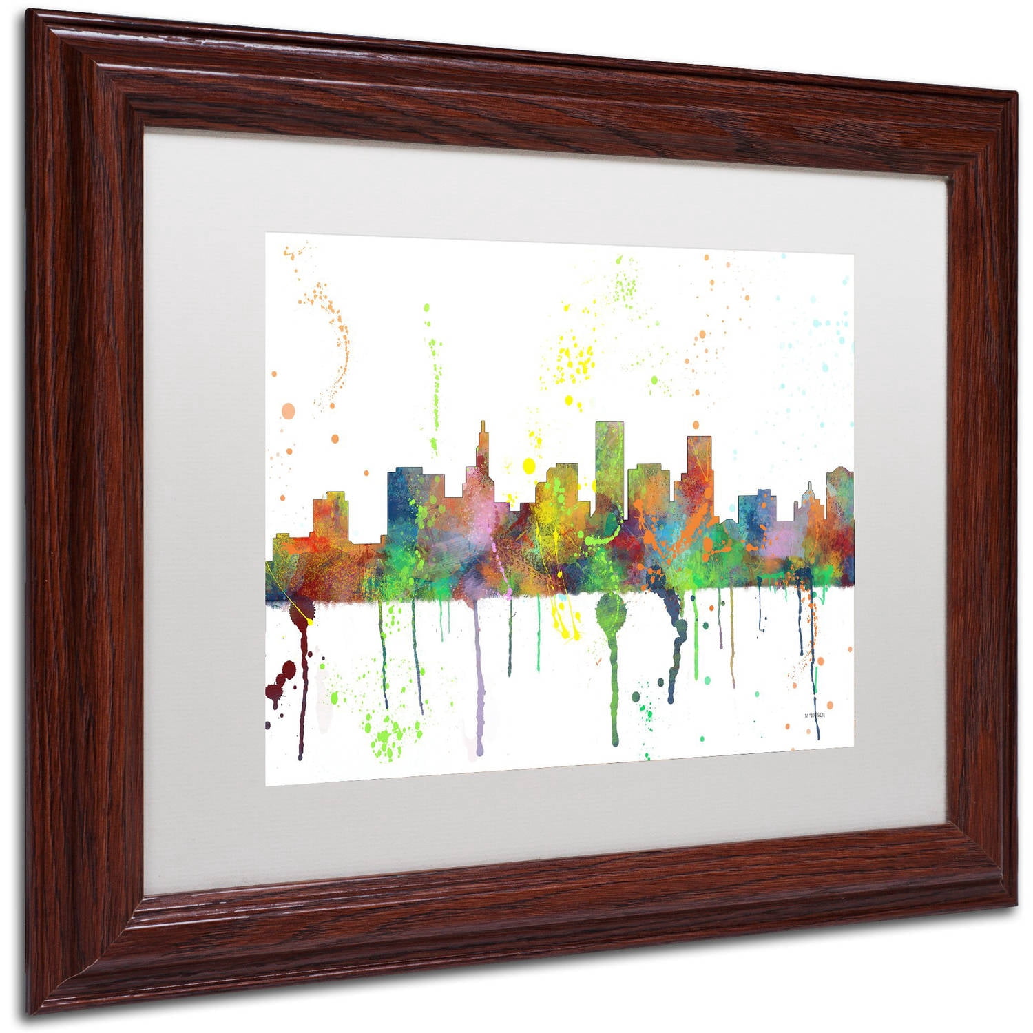 Trademark Fine Art "St Paul Minnesota Skyline Mclr-1" Canvas Art by Marlene Watson, White Matte, Wood Frame
