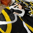 thumbnail image 4 of Feelyou Aesthetic Abstract Art Bedding Comforter Set 7pcs, Contemporary Geometric King Bedding Sets, Orange Gray White Black Bed Sheets, 4 of 8