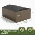 thumbnail image 3 of NETAJE 10'x14' Outdoor Metal Shed , Storage Shed with Updated Frame, Lockable Doors & Sliding Roof for Backyard, Garden, Brown, 3 of 6