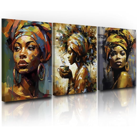 FCCUYE - 3 Piece Abstract Black Girl Wall Art for Living Room Blue Dancing Girl Picture Elegant Ballet Poster for Bathroom Wall Art Canvas Prints for Female Gifts Dance Rehearsal Studio 20x28inch