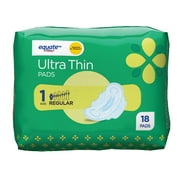 Equate Ultra Thin Pads with Flexi-Wings, Unscented, Regular, Size 1 (18 Count)